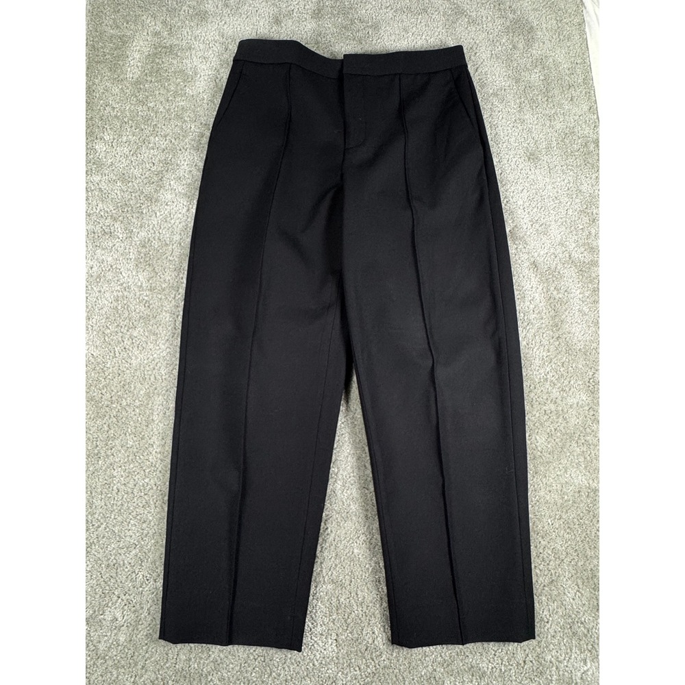 Vince Black Ecovero Viscose Blend Straight Leg Tailored Trousers Pants Size 8